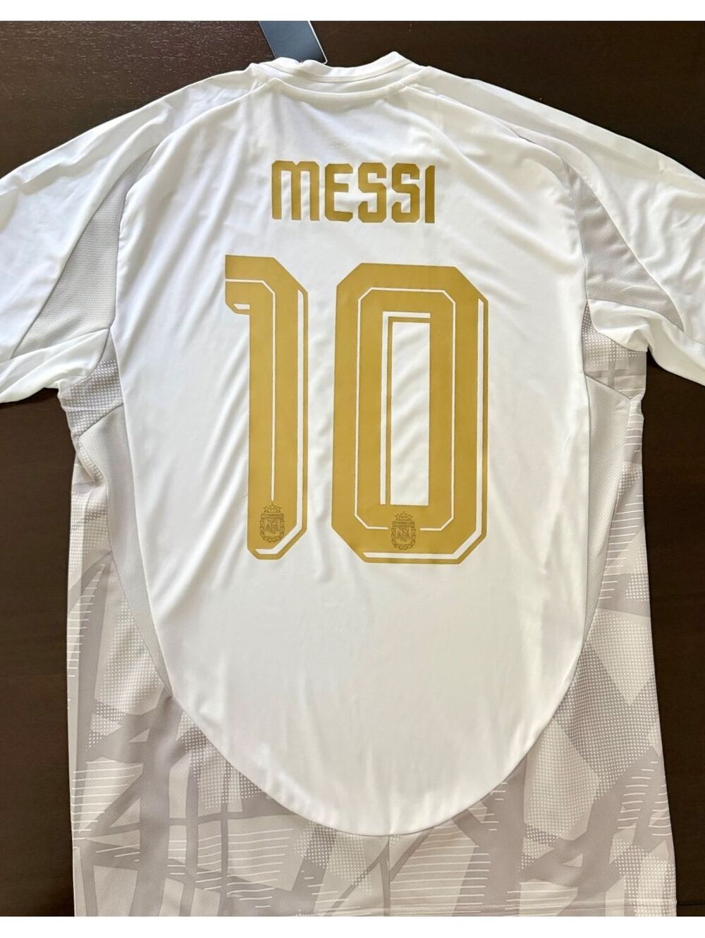 Messi Argentina Adidas White and Gold details XL